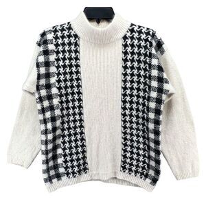 Vintage Glory B by Gloria Furman Sweater Womens Small Houndstooth Silk Angora